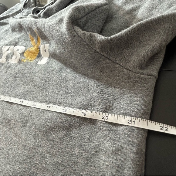 Playboy By Pacsun Hoodie Sweatshirt Gray White Metallic Gold Size Medium - Picture 5 of 7